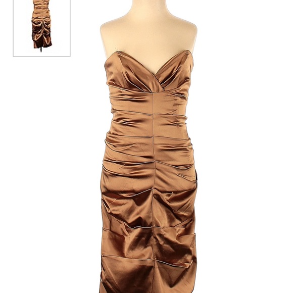 Nicole Miller Collection. Classic satin corset sweetheart style formal midi - Picture 4 of 6